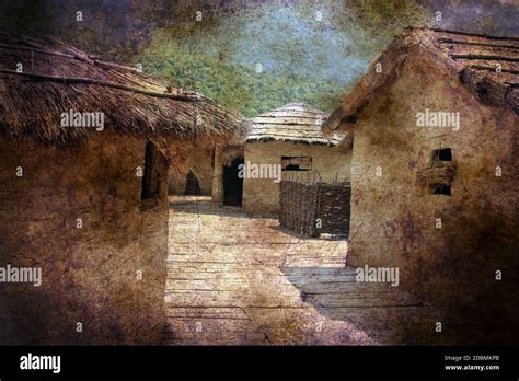 Straw house grunge concept Stock Photo - Alamy