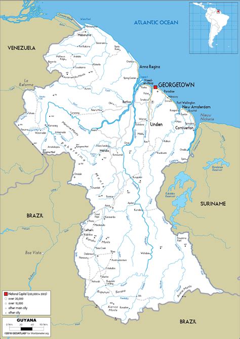 Guyana Map (Road) - Worldometer