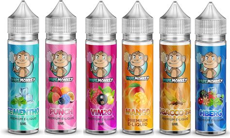 Vape Monkey 50ml (Pack of 6) No Nicotine Vape liquid (Multiple Flavors ...