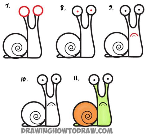 How to Draw Cartoon Snail from Lowercase Letter a - Easy Step by Step ...