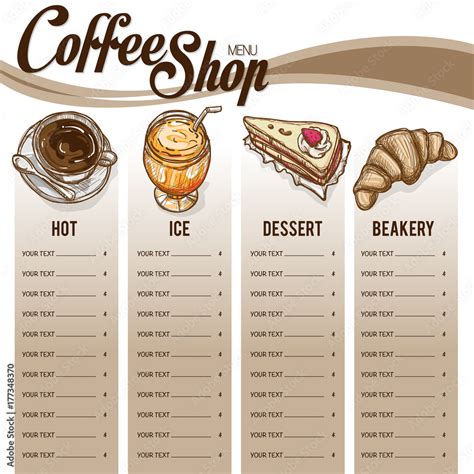 menu coffee shop restaurant template design hand drawing graphic Stock ...