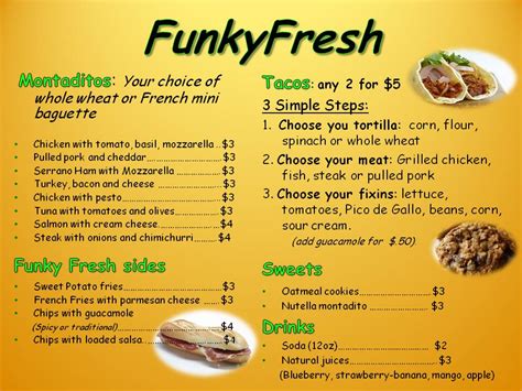 Funky Fresh Menu - Funky Fresh Food Truck