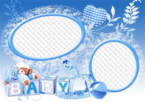 Baby boy frame - blue frames 2 layered psd 2 frame png