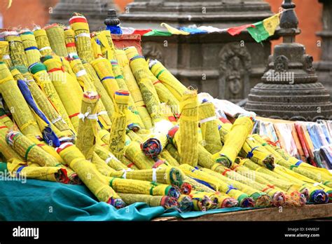 Tibetan buddhist prayer flags outside a temple in Nepal Stock Photo - Alamy