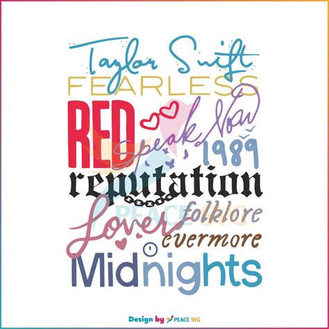 Taylor Swift Albums Taylor Eras Tour SVG Digital Cricut File - PeaceSVG