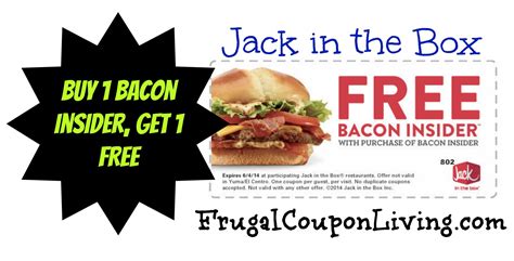 Jack in the Box Coupon for a FREE Bacon Insider