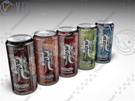 3d model energy drink relentless cans