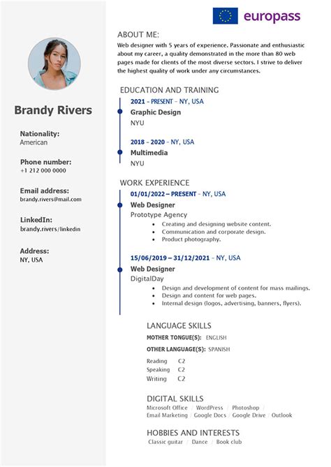 Europass CV © 2024 Free Download | European Resume Template