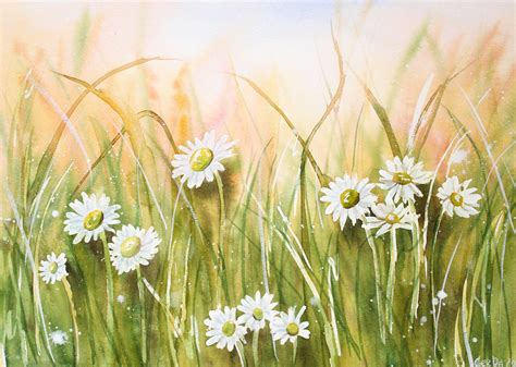 Daisy Painting Wildflower Art Daisies Field Watercolor Daisies Artwork ...