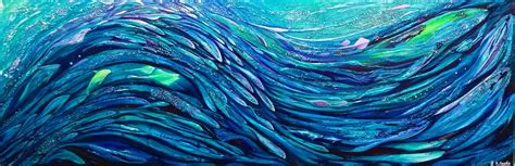 Sea life wave – Original painting SOLD | Deep Impressions Underwater Art