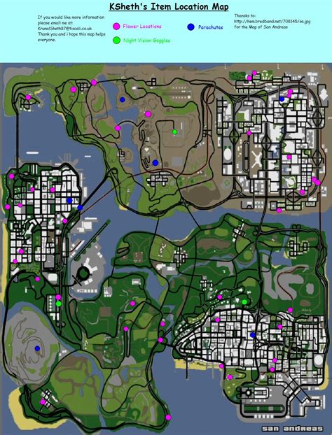 Grand Theft Auto: San Andreas Items Location Map (JPG) - Neoseeker ...