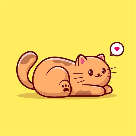 Free Vector | Cute Cat Laying Down On The Floor Cartoon Vector Icon ...