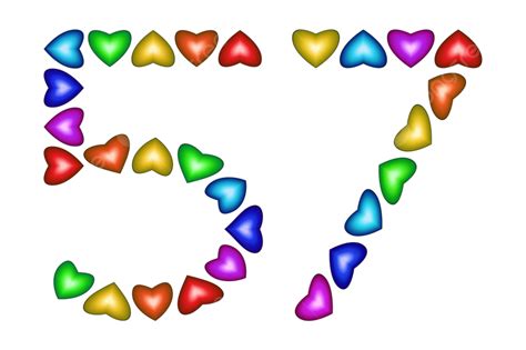 Number 57 Clipart PNG Images, Number 57 Of Colorful Hearts On White ...