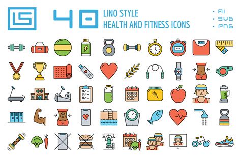 40 Health and Fitness Icons Graphics - YouWorkForThem