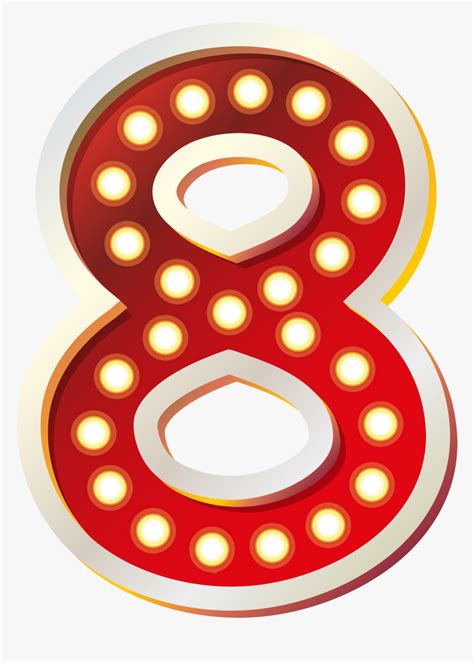 Red Number Eight With Lights Png Clip Art Imageu200b - Number Eight ...