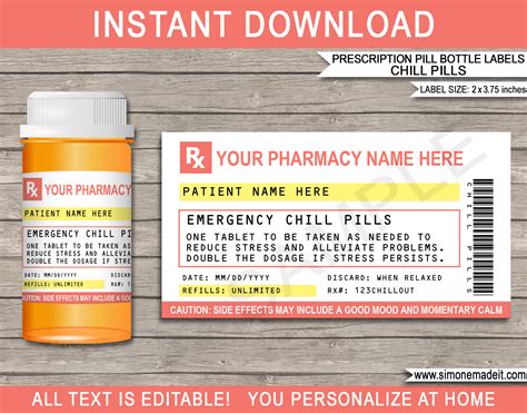 Printable Pill Bottle Label Template - Printable Templates