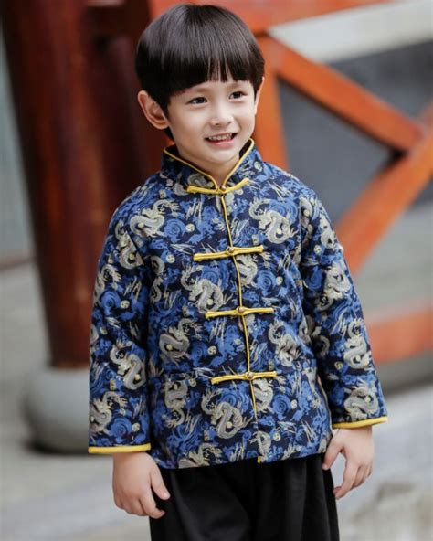 Traditional Chinese Long sleeve Tang padded Clothing for Boys ...