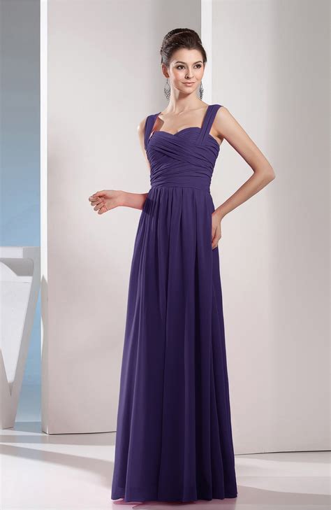 Royal Purple Bridesmaid Dress - Cute A-line Chiffon Floor Length ...