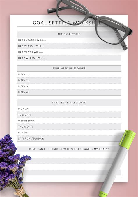 Download Printable Goal Setting Worksheet PDF