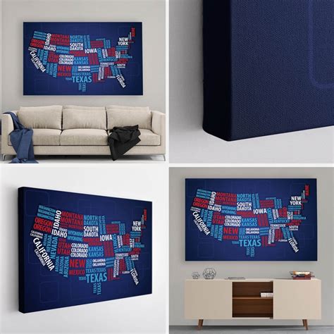 USA Map Canvas Print, USA Map Wall Art, Modern USA Map Canvas Art - Etsy