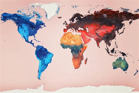 World colorful map wallpaper - Free shipping | Happywall