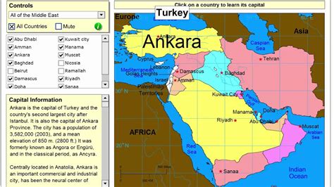 Middle East Map With Capitals