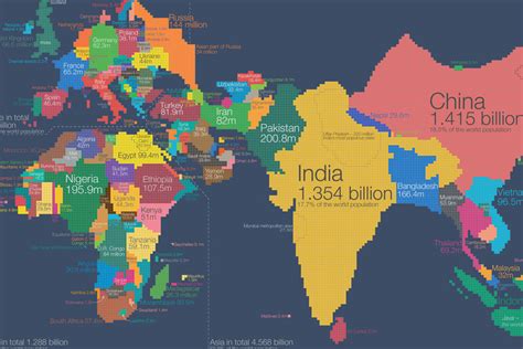 El mapa del mundo, redibujado en función de la población de cada país