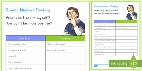 Growth Mindset Activity: Positive Thinking (teacher made)