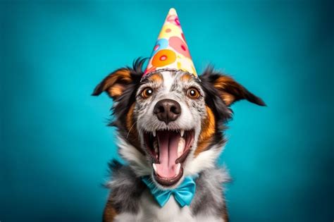 Premium AI Image | dog wearing a bright birthday hat