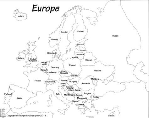 Black And White Map Of Europe - Maping Resources | Europe map, Europe ...