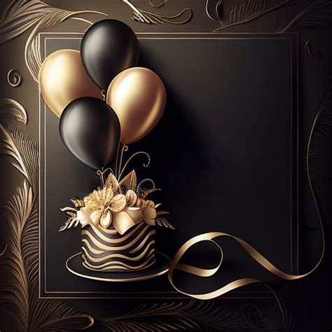 Free Black and Gold Happy Birthday Card Background Image