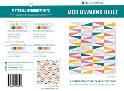 Mod Diamond PDF Quilt Pattern - Etsy | Pdf quilt pattern, Quilt ...