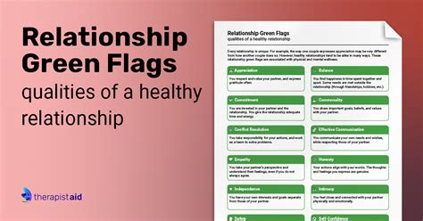 Relationship Green Flags (Worksheet) | Therapist Aid