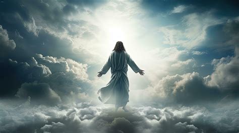 Ascension of Jesus in clouds Second coming Christian Easter Faith ...