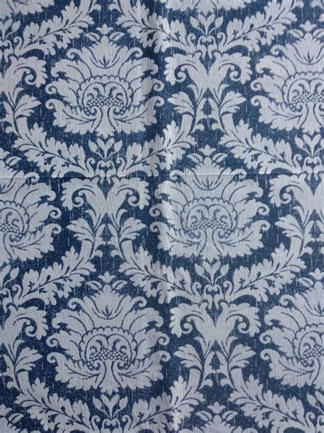 Blue Damask Upholstery Fabric Double Height: 280cm/110inches | Etsy