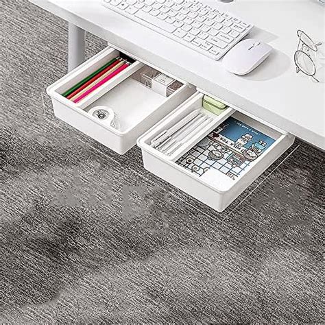 Hidden Under Table Desk Drawer Storage Organizer,Self-Adhesive Under ...