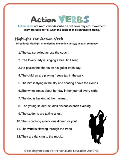 Action Verbs Worksheets, Definition, Examples - ReadingVine