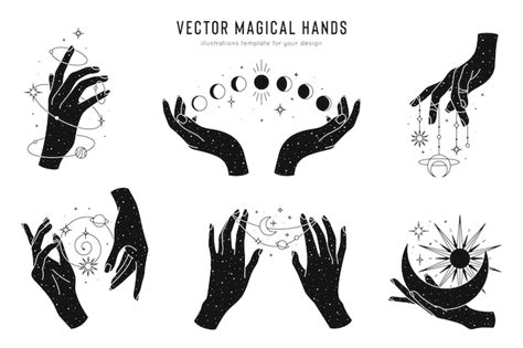 Premium Vector | magical hands set of logo template Esoteric and ...