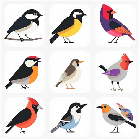 Premium Photo | A collection of birds including one with different colors