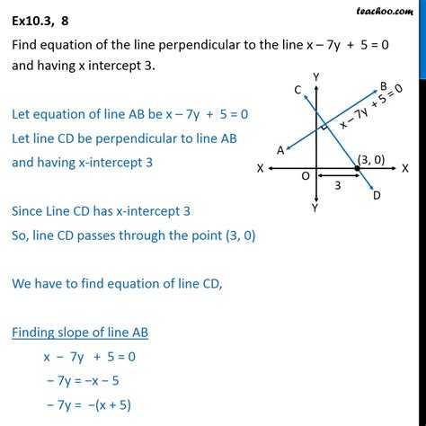 Ex 10.3, 8 - Find equation of line perpendicular to x - 7y + 5 = 0