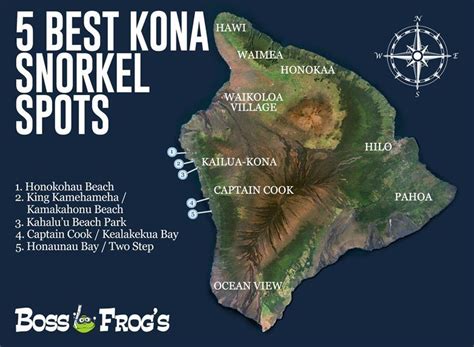 5 Best Kona Snorkel Spots Map | Kona beaches, Big island hawaii, Big island