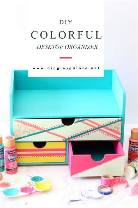 DIY Colorful Painted Desk Organizer - Giggles Galore