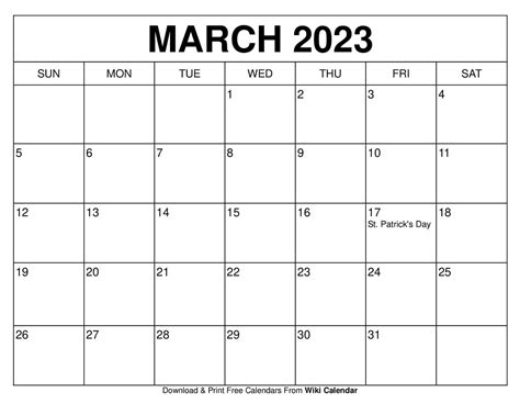 Free Printable March 2023 Calendar - Printable Templates Free