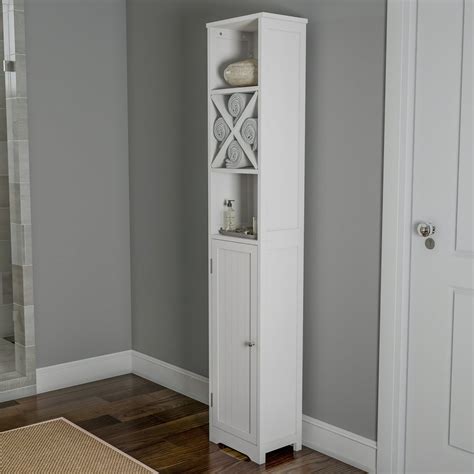 Somerset Home Linen Cabinet – Narrow Freestanding Storage (White ...