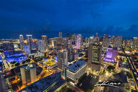 Night Time Downtown Miami Skyline from Apartment Balcony View | HDR ...