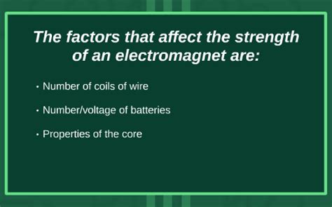 What factors affect the strength of an electromagnet? by Colleen Adam ...