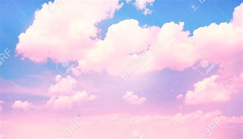 Blue Sky Background With Pink Clouds Stock Photo, Picture And ...