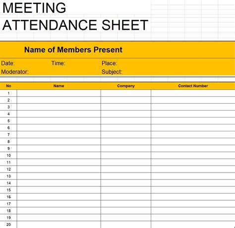 Attendance Sheet Template - Excel Word Template