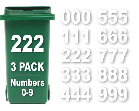 Buy 3 Pack Wheelie Bin Numbers for Bins - Numbers 0-9 Wheelie Bin ...