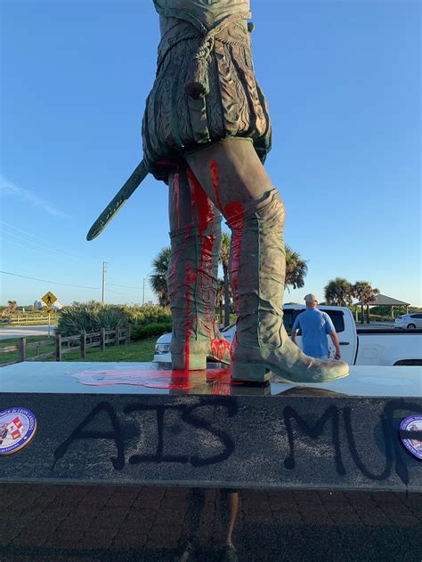 Vandals Hit Brevard's Ponce de Leon Statue With Red Paint